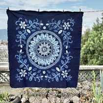 1 2m square Yunnan indigo dyed tablecloth fully handmade tie-dyed Sashimi Dali Bai intangible cultural heritage craft