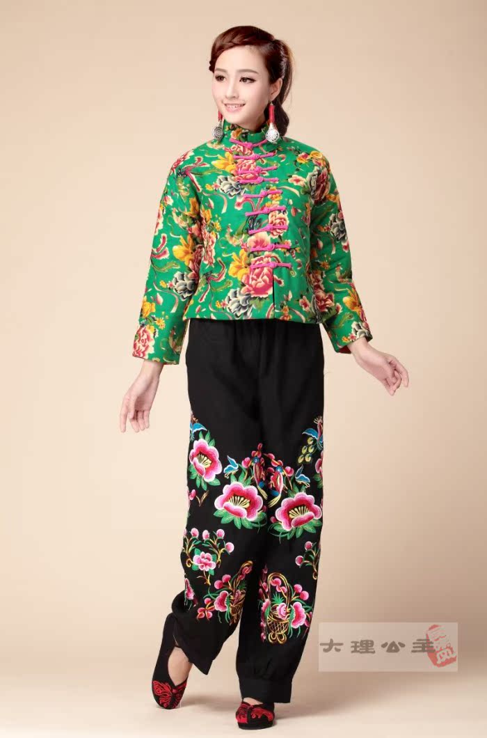Gói giải phóng mặt bằng không trở lại không thay đổi Ngày hoa mai Quốc gia gió Đông Bắc hoa vải cotton và áo khoác ngắn áo khoác lông ngắn áo phao béo