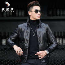 New Henning Genuine Leather Leather Clothing Mens Down Clothing Short-Collar Sheep Leather Jacket Mens Winter Workout Jacket Tide