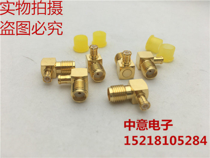 MCX SMA-JKW RF signal adapter Copper gold plated MCX male to SMA female elbow 90 degree connector