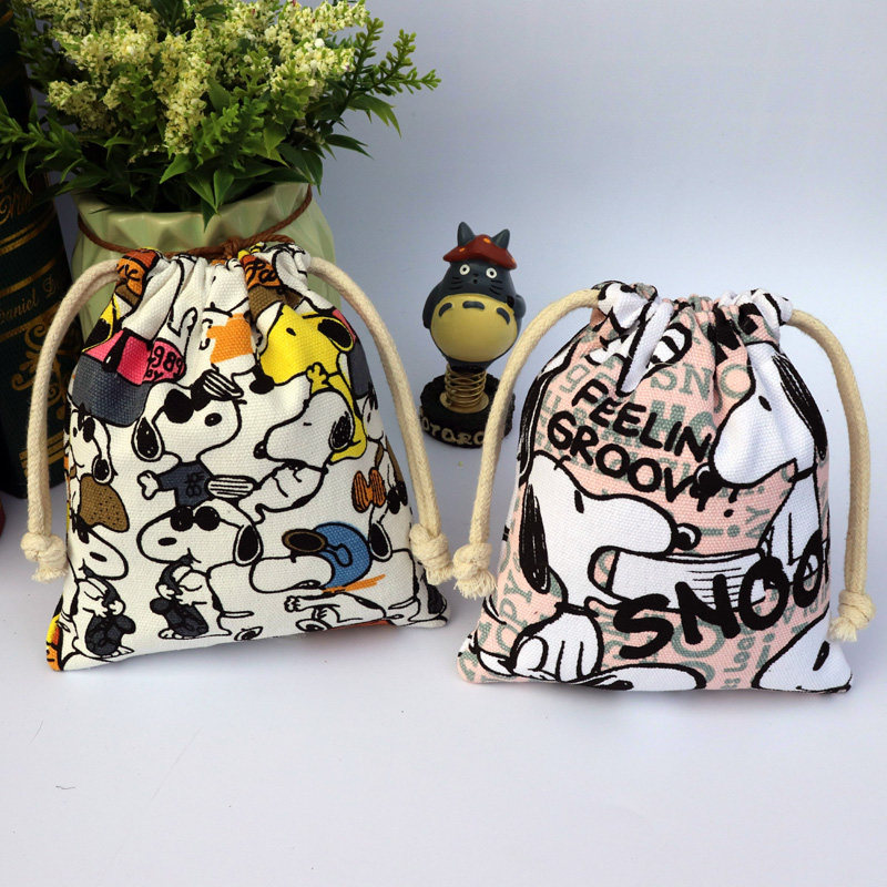 Thickened Canvas Thickened Cartoon History Nubi Mobile Phone Key Zero Money Makeup Bag Containing Draw Rope Bunch Pocket