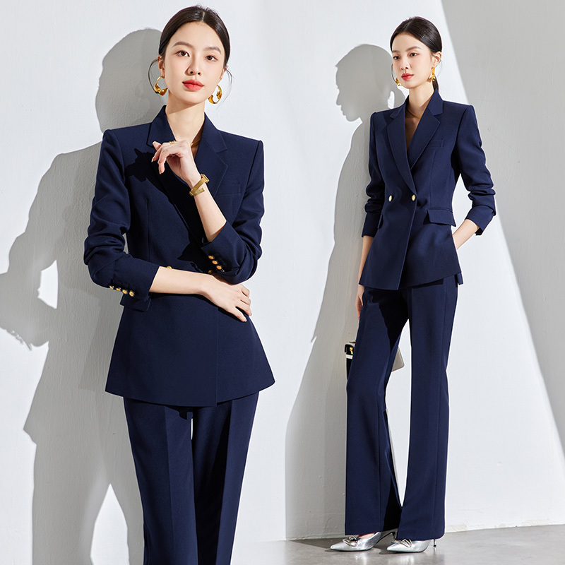 Commuting Women's Clothing, Civil Servant Suit, Professional Attire, Elegant Goddess Style, Classy Navy Blue, Capable Interview Jacket, Spring Commuting Women's Clothing, Civil Servant Suit, Professional Attire, Elegant Goddess Style, Classy Navy Blue, Capable Interview Jacket, Spring