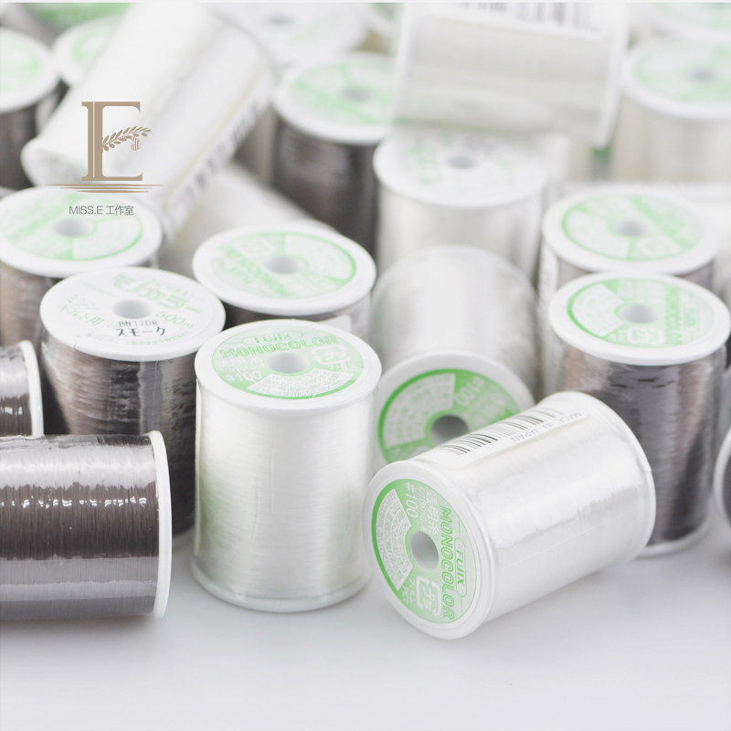 French embroidery Japanese fujik black and white transparent thread hook bead thread French crochet special transparent hook bead thread 500m