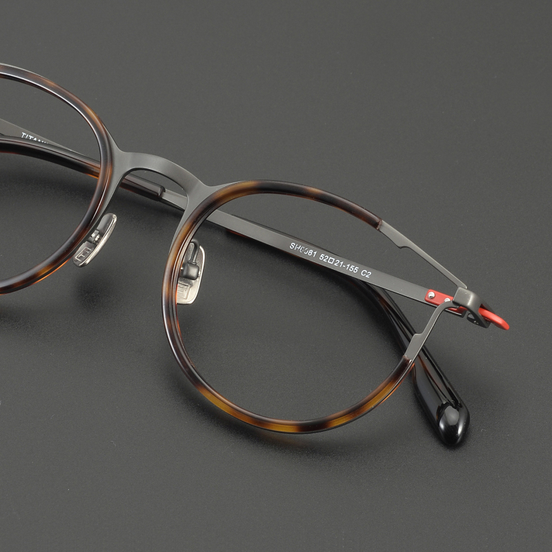 Structure Master Niche Design Pure Titanium Large Face Round Frame Glasses Frame Retro Acetate Prescription Glasses with Photochromic Options Structure Master Niche Design Pure Titanium Large Face Round Frame Glasses Frame Retro Acetate Prescription Glasses with Photochromic Options