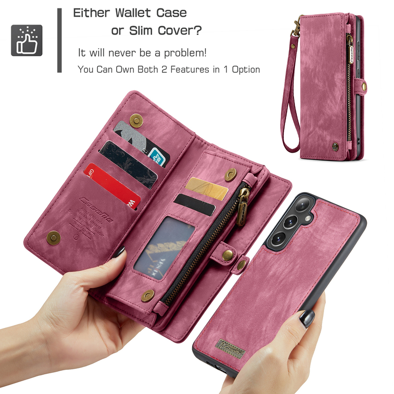 2-in-1 Magnetic Case Suitable for Samsung Galaxy S24 Ultra Multifunctional S23 Fe Detachable S22+ Flip Phone Case S21 Zipper Note20 Wallet Leather Case A16 Full Coverage A55 Protective Case