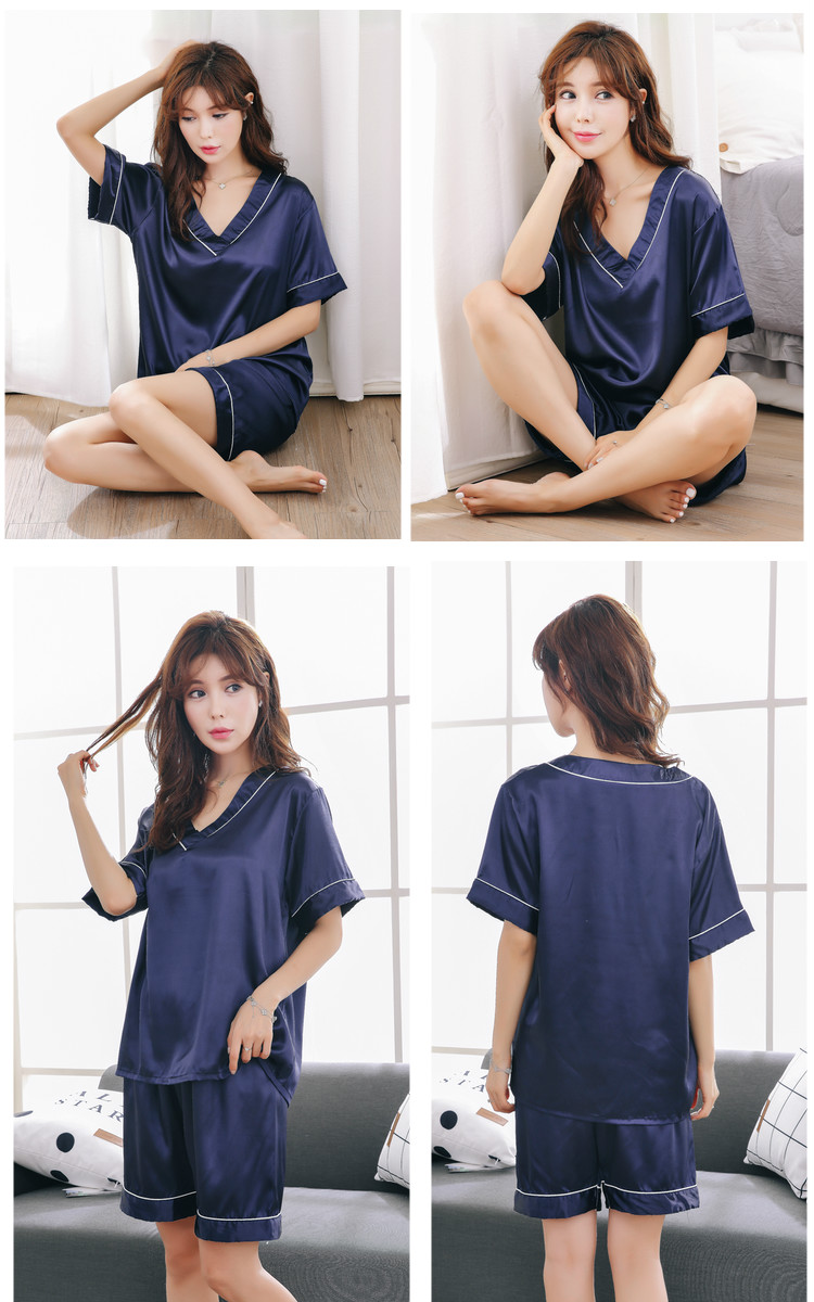 Vài bộ đồ ngủ phụ nữ mùa hè Hàn Quốc ngắn tay quần short lụa mỏng đồ ngủ nam băng lụa kích thước lớn nhà thường dịch vụ quan lót nam