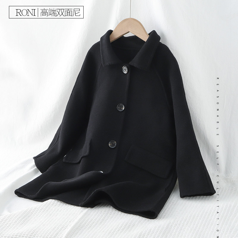 2021 new boys tweed coat girls double sided cashmere coat autumn winter children's clothing medium long children's coat tide