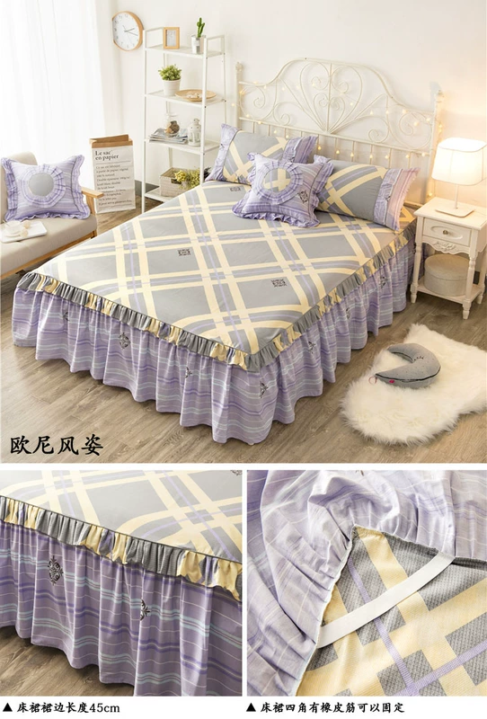 Bông chống trượt chân giường trải giường bìa giường đơn mảnh bông Hàn Quốc bụi vải trải giường tấm đặc biệt