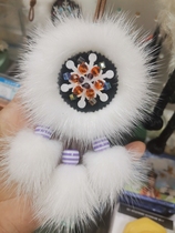 Ewenki folk traditional handicraft double-sided mink hair sun float necklace with diameter 9cm