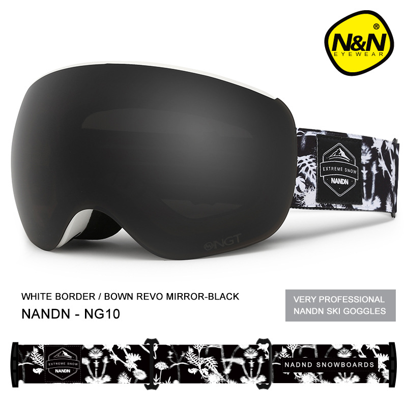 Nanen double-layer anti-fog ski goggles large spherical ski goggles men and women card myopia ski equipment magnet change piece