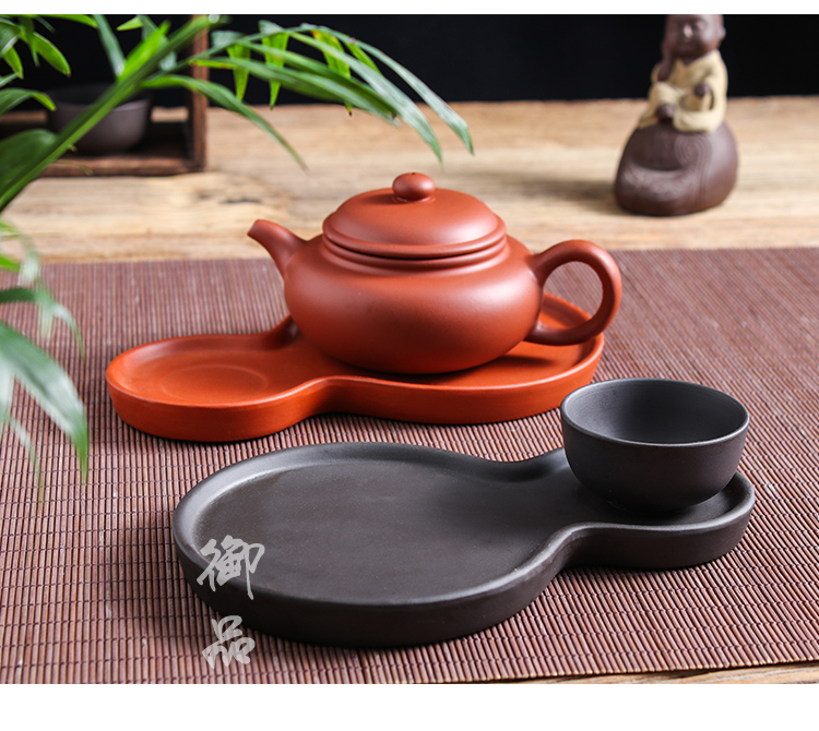 Zisha nồi pad chính hãng một lớp cát màu tím Palăng để Zhu Mu đĩa trà nhỏ Kung Fu súp trà đặt ấm trà đệm - Trà sứ bình trà sứ