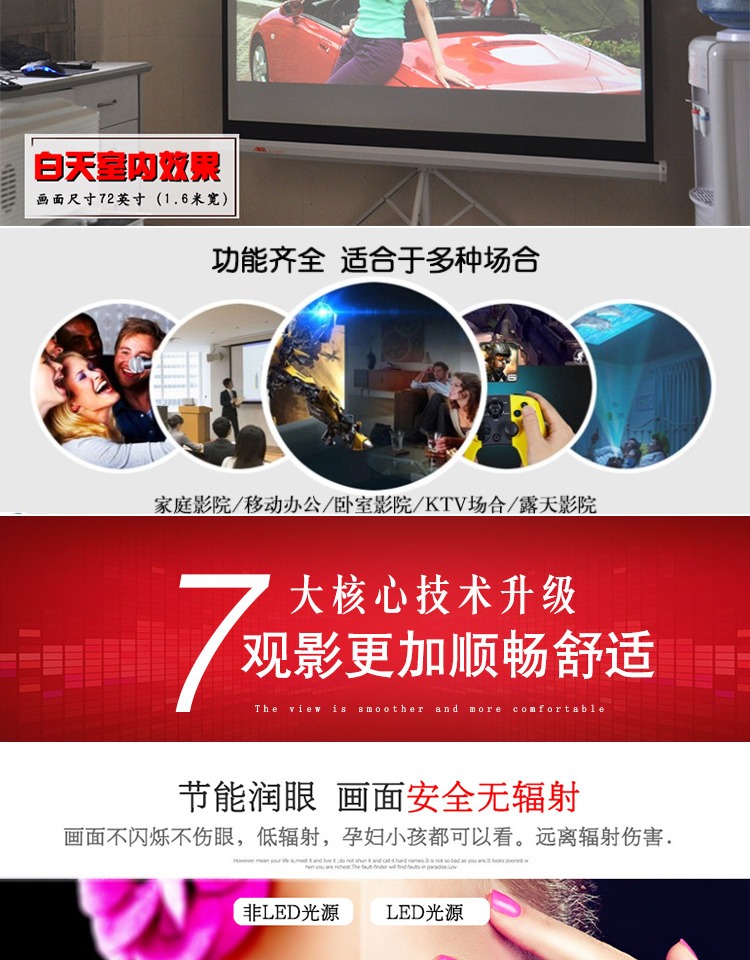 Máy chiếu gia đình Qiangpu máy chiếu văn phòng điện thoại di động không dây wifi micro thông minh 3D HD 1080p - Máy chiếu may chieu mini