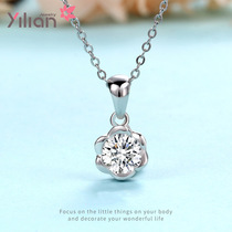 Zodiac year jewelry S925 flower diamond sterling silver pendant Korean style temperament fashion necklace internet celebrity hot model women in