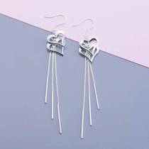 Zodiac year silver jewelry pure silver 990 fashionable multiple love tassel earrings fashionable Korean gift