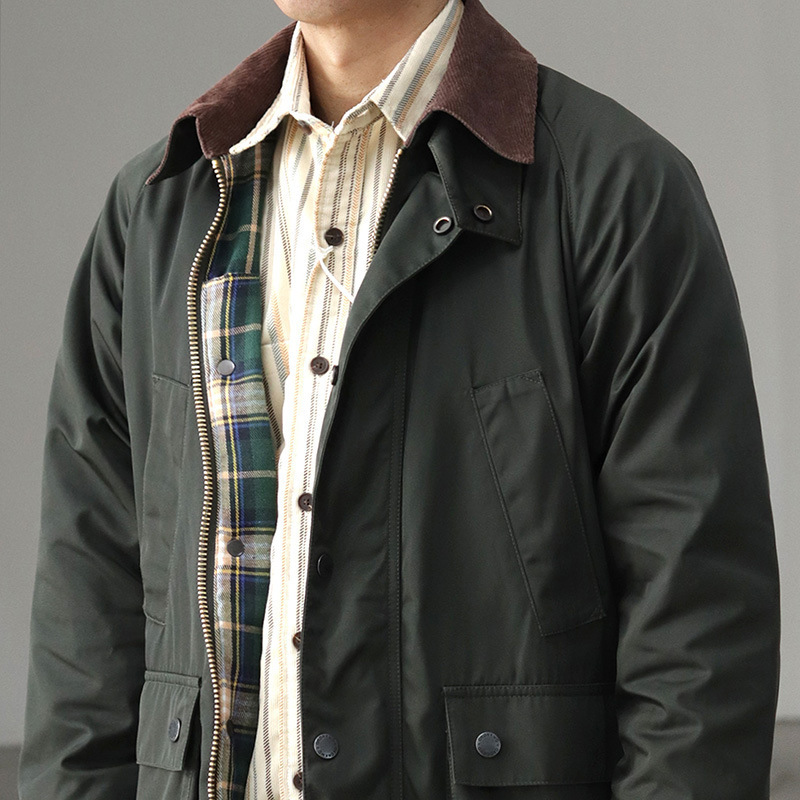 American Retro Vintage Workwear Oil Wax Jacket Amekaji Corduroy Lapel Hunting Jacket for Men Spring and Autumn