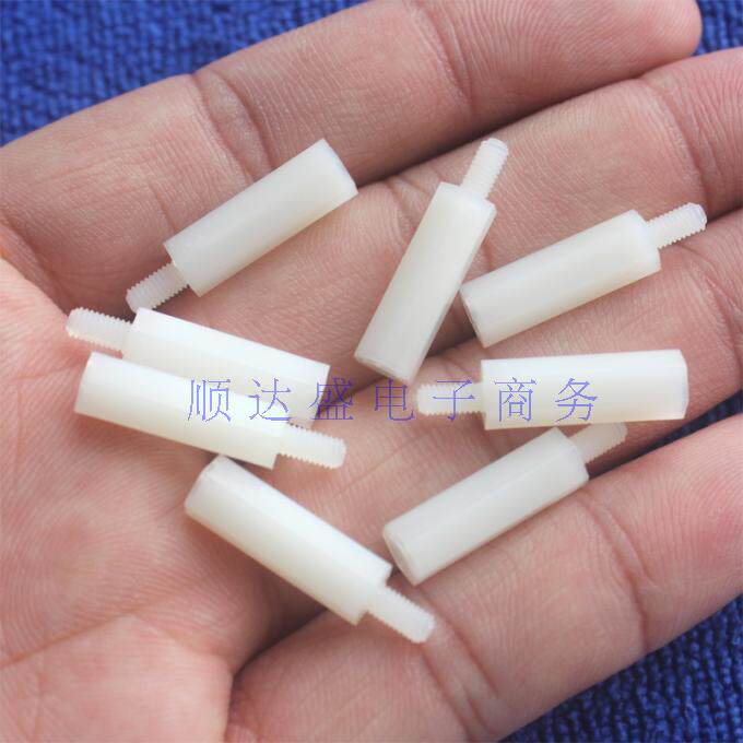 White M4 * 15 6 single head stud hexagonal yin and yang isolation column single-pass connecting lever main casing internal and external teeth M4