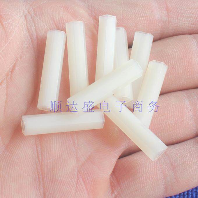 White M4*10 plastic nylon PA outside hexagonal thread screw double-pass isolation column all-through screw M4