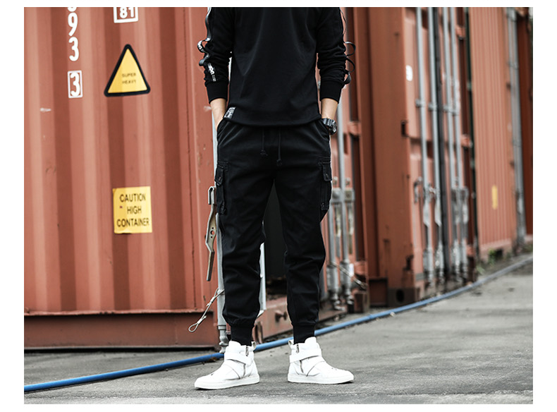 Mùa thu và mùa đông mới quần yếm nam gió gió thương hiệu Harlan dầm chân quần thủy triều hip hop quần âu quần short nam harem