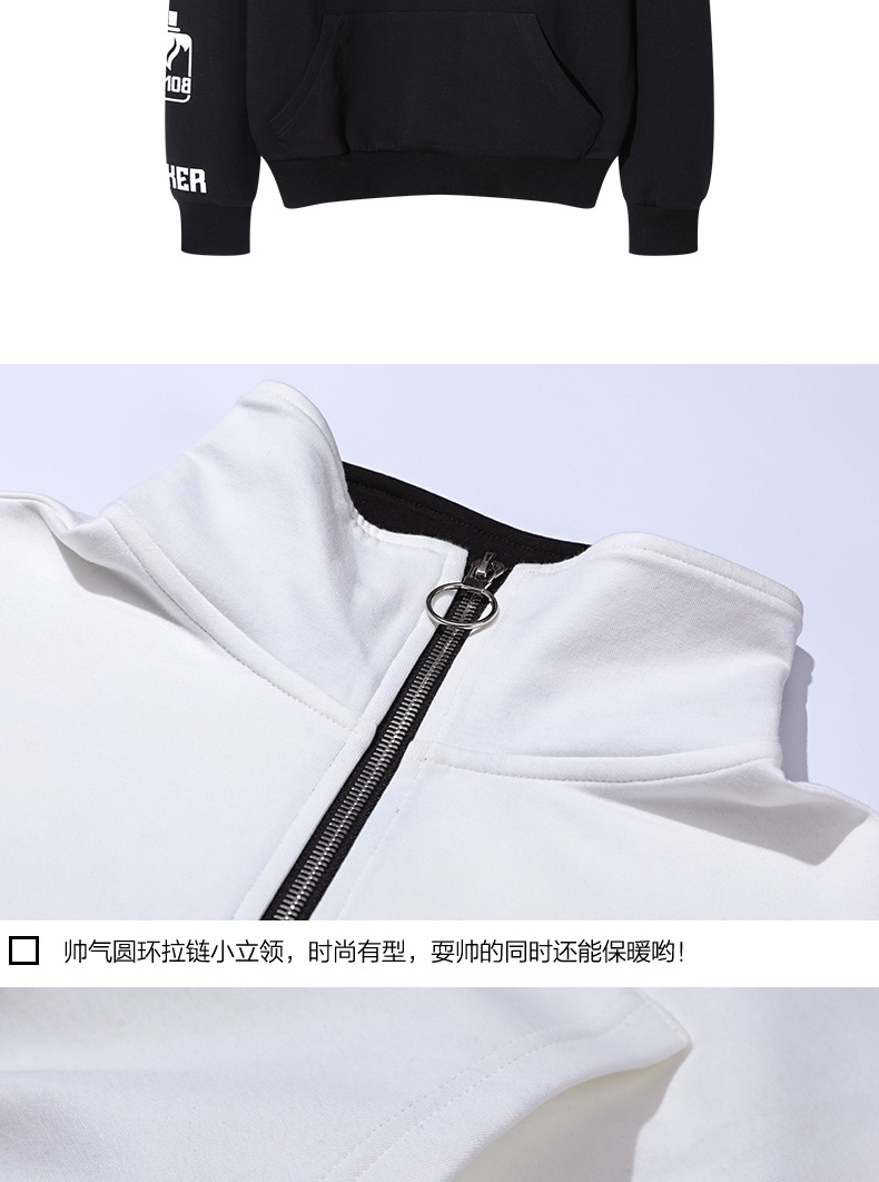 Gurbaks nửa zip áo len dài tay nam phiên bản Hàn Quốc của áo sơ mi rộng mùa thu đông áo hoodie xám