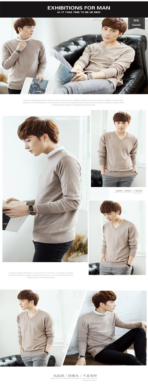 Áo len cashmere nam v-cổ áo thun mùa thu nam áo lót nam