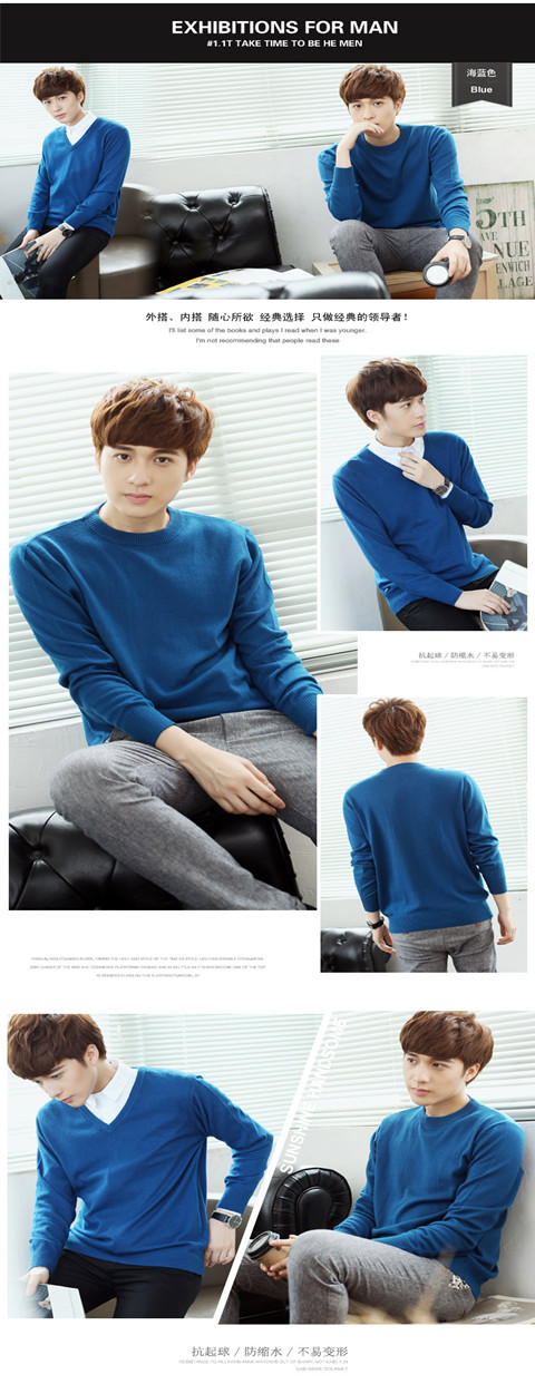 Áo len cashmere nam v-cổ áo thun mùa thu nam áo lót nam