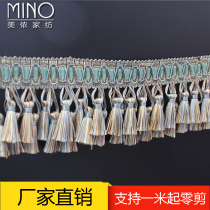 High-grade European double-layer tassel pendant curtain lace hanging ear zero-cut 1 m strawberry ball handmade door curtain accessories