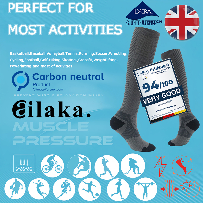Ailaka British Professional Sports Compression Socks Pressure Socks for Men and Women Marathon Running Socks Cross-Country Long Socks