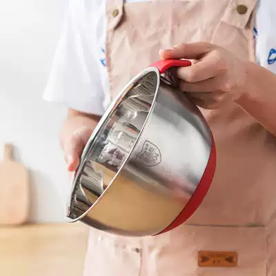 Egg pot baking household kitchen food grade deepening silicone bottom 304 stainless steel glass milk bubble machine vegetable wash basin