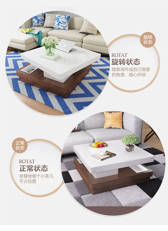 Lê nội thất tối giản thời trang sáng tạo màu đen và trắng bàn trà hiện đại Bắc Âu căn hộ nhỏ phòng khách riêng xoay bàn cà phê vuông - Bàn trà