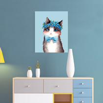 Self-painting diy digital oil painting living room simple cartoon hand-painted color oil decorative painting obediently cat