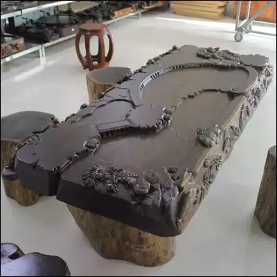 Phoenix Taohuang ebony carved tea tray Youyoutime Extra-large thickened whole ebony solid wood tea tray