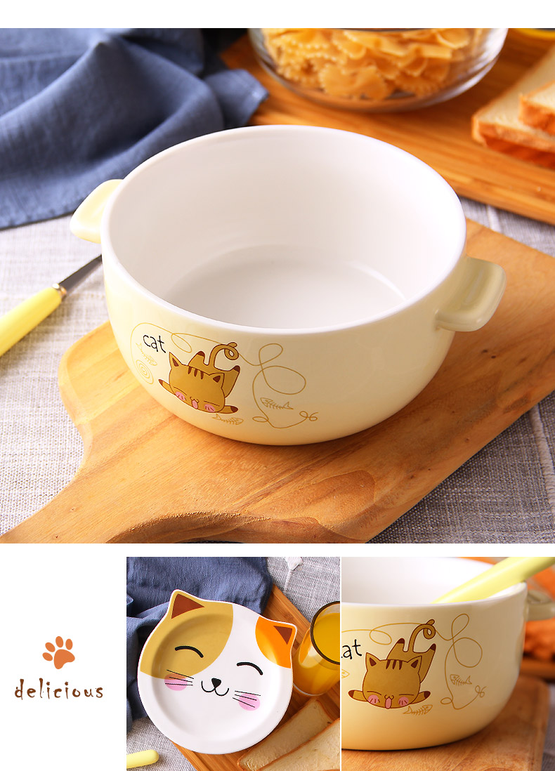 Bát mì ăn liền có nắp gốm hộ gia đình Nhật Bản lớn hộp cơm trưa Hộp cơm liền liền bát ký túc xá hoạt hình dễ thương - Hộp cơm điện sưởi ấm hộp cơm cắm điện 3 tầng