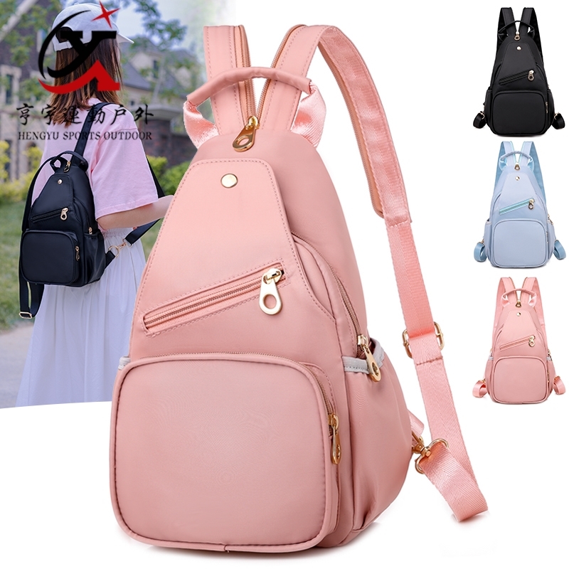 Shoulder bag female 2022 new wave Korean Oxford cloth dual-purpose small backpack fashion Joker sports style slung chest bag