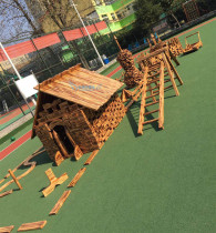 Kindergarten carbonized building blocks large outdoor hollow carbonized construction carbon burning construction area puzzle logs large blocks