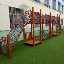Kindergarten balanced wooden climbing frame wall room outdoor childrens physical training slide climbing net drilling hole combination toy