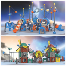 Kindergarten large climbing frame rope net drilling combination outdoor community slide children plastic toy amusement equipment