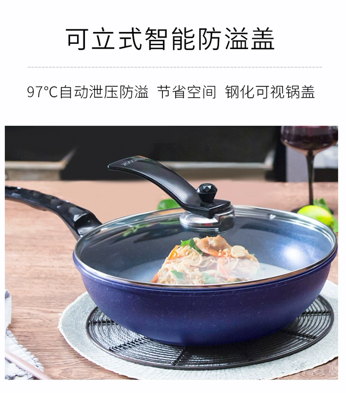 Highcook Hanku Hàn Quốc nhập khẩu nồi sapphire nồi cảm ứng wok không dính chảo nhà chảo thép