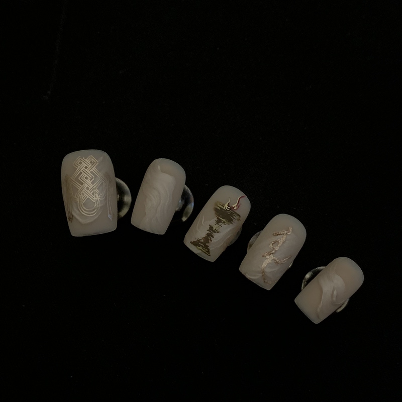 Tanghesnail『Hometown•Light Up』Original Mongolian Style Hand-Painted Nail Art Autumn and Winter Matte Wearable Nails