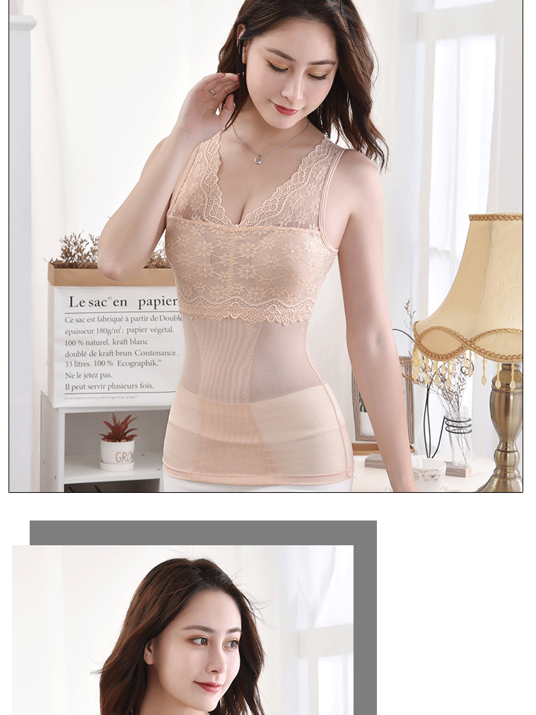 Phần mỏng áo yếm nữ Slim mỏng kích thước lớn bên trong lớp áo dưới cùng với phần ngực ôm sát cơ thể định hình đồ lót cơ thể - Áo vest áo 3 lỗ
