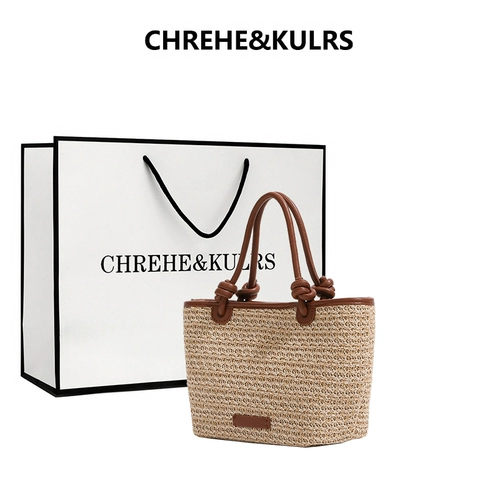 CHREHE&KULRS Летняя плетеная портативная корзина, сумка на одно плечо