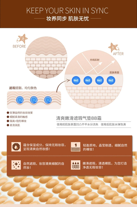 Đệm không khí bb kem cô gái người mới bắt đầu sinh viên bên đặc biệt động vật nhỏ dễ thương kem che khuyết điểm phim hoạt hình đồng bằng không thấm nước và sweatproof kem nền cc cream hàn quốc