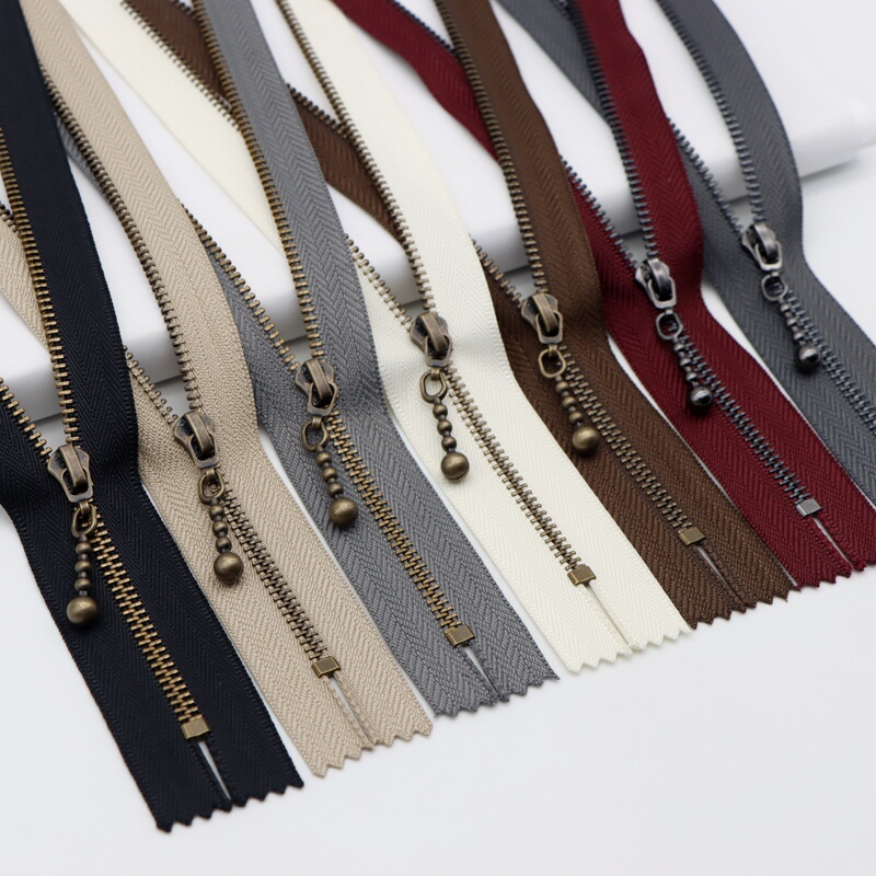 No. 3 Metal Zipper, Vintage Copper, Fine Teeth, Closed-End, for Clothing, Bags, Skirts, Small-Tooth Metal Zipper