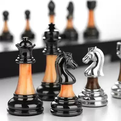 Chess high-end gift box set Solid wood folding chessboard imitation jade chess chess retro European-style ornaments