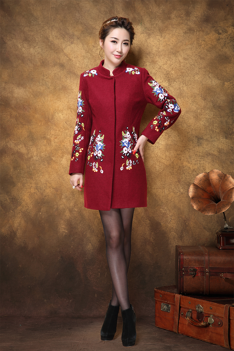 Mẹ tải trong chiếc áo len dài bằng áo len dài trung niên size lớn cho nữ mùa thu 2016 - Trung bình và dài Coat măng tô