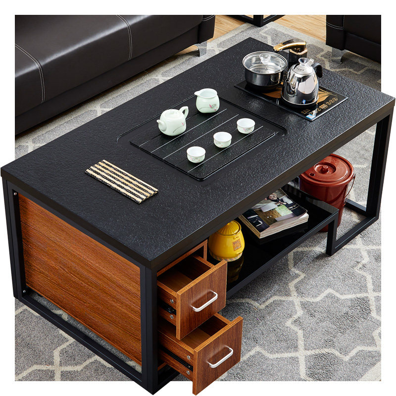 Fire Stone Kung Fu Tea Table Simple Modern Creative Living Room Office Tea Table Marble Coffee Table With Induction Cooker Storage