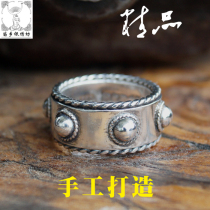 Miao Xiang Silver Embroidery Workshop S990 Handmade Punk Convex Nail Transfer Tail Forefinger Foot Silver Male And Female Personality Ring Design Order