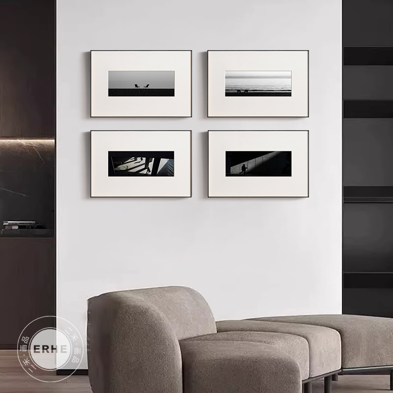 Light and Shadow World Italian Minimalist Dining and Living Room Decorative Painting Black and White Photography Photo Wall Painting Simple Art Bedroom Hanging Painting