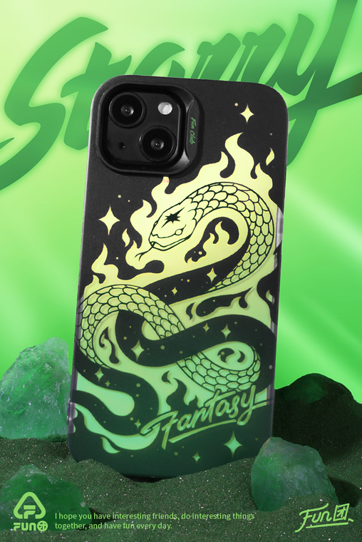 FUN SNAKE Laser Gradient Matte Double Layer 3D Ins 12 15, 14, 13 iPhone Case