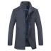 Người đàn ông trung niên và người cao tuổi áo choàng len nam trung niên dài mùa đông dày áo len cashmere người đàn ông áo choàng lông - Áo gió
