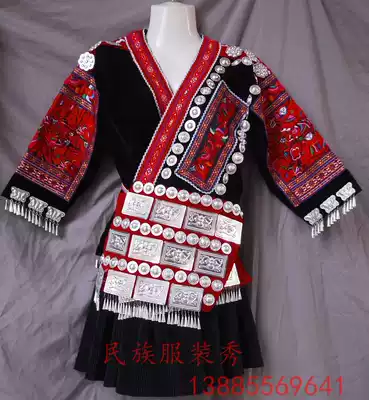Guizhou minority style Miao and Dong dance costumes women's coat short pleated skirt two-piece costume